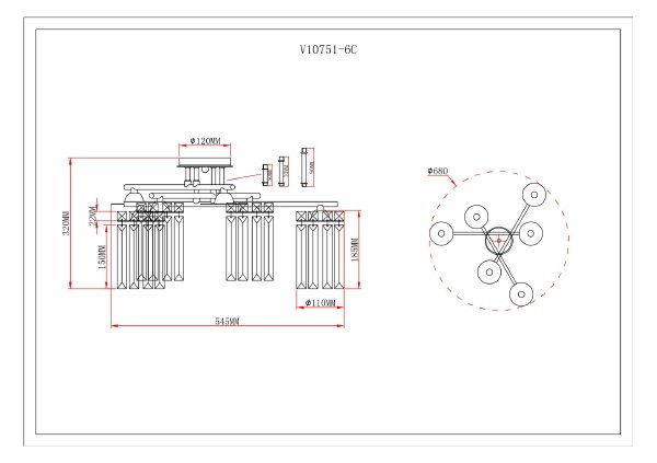 Потолочная люстра Everly V10751-6C