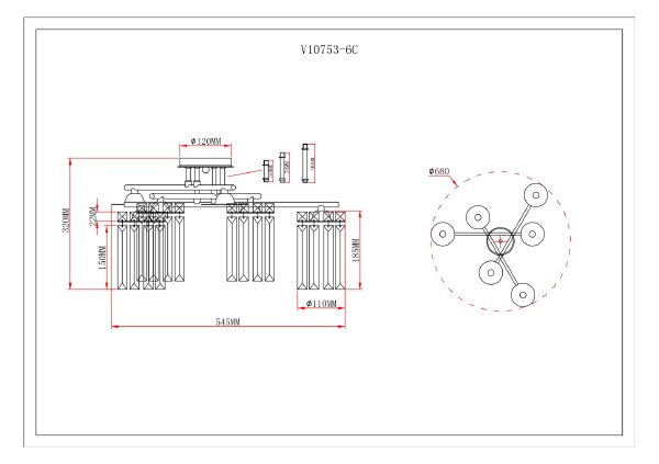 Потолочная люстра Everly V10753-6C