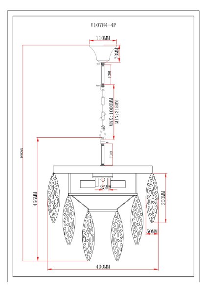 Подвесная люстра Souls V10784-4P