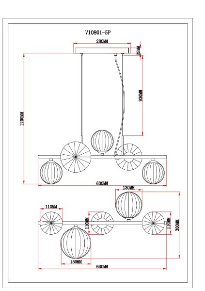 Подвесная люстра Renny V10801-5P