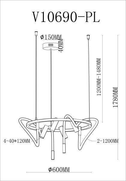 Подвесная люстра True V10690-PL