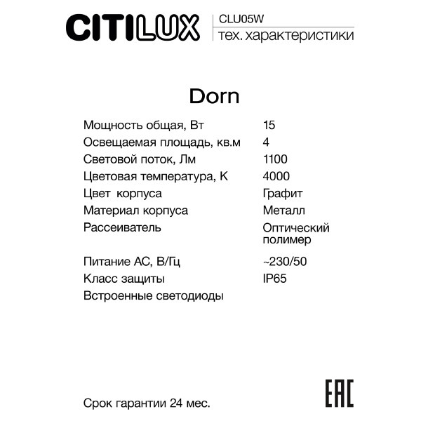 Уличный настенный светильник Dorn CLU05W