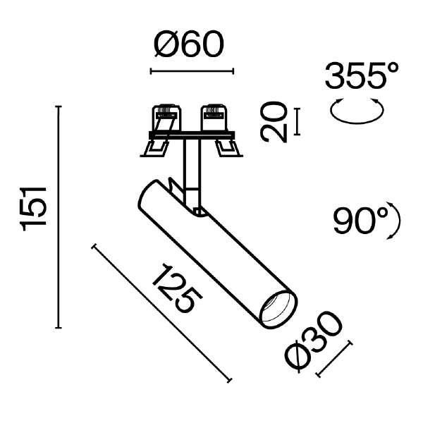 Встраиваемый светильник Focus T C141RS-L125-6W3K-B