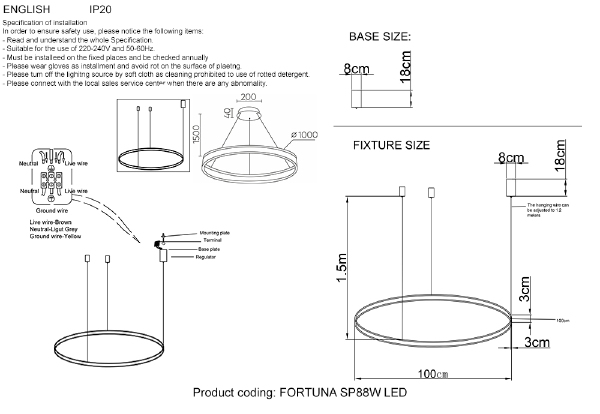 Подвесная люстра Fortuna FORTUNA SP88W LED GOLD