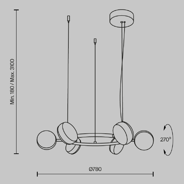 Подвесная люстра Mind MOD299PL-L60BC3K
