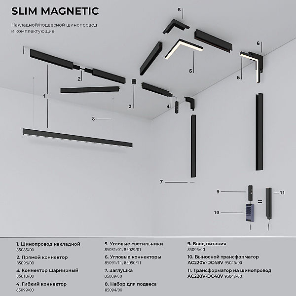 Трековый светильник Slim Magnetic Slim Magnetic SL02 Трековый светильник 12W 3000K (черный) 85005/01