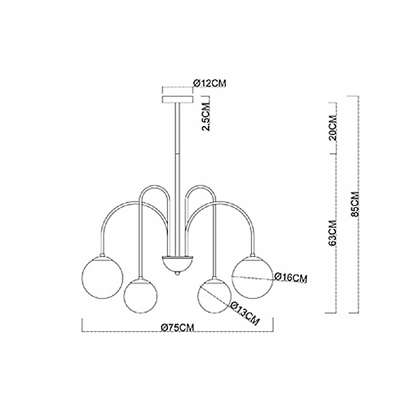 Люстра на штанге Mebsuta A1675LM-6BK