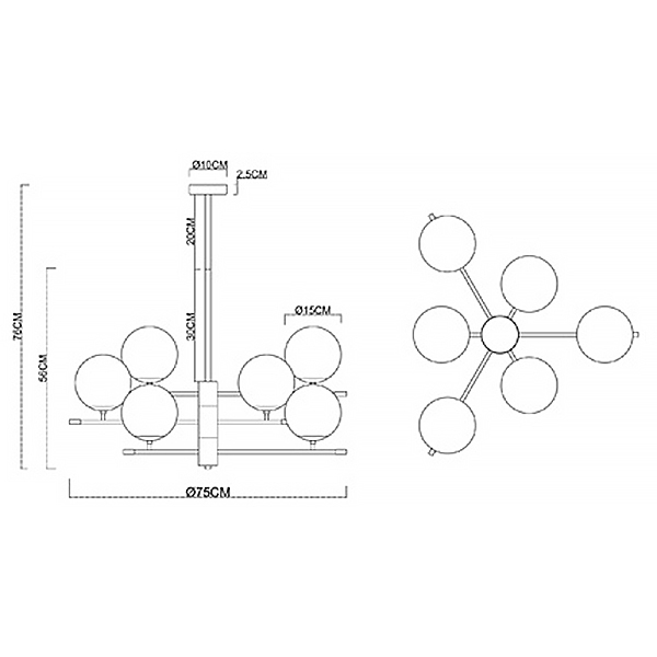 Люстра на штанге Arkab A2225LM-6BK