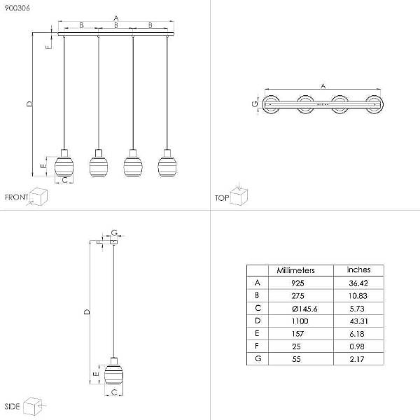 Светильник подвесной Manzanares 900306