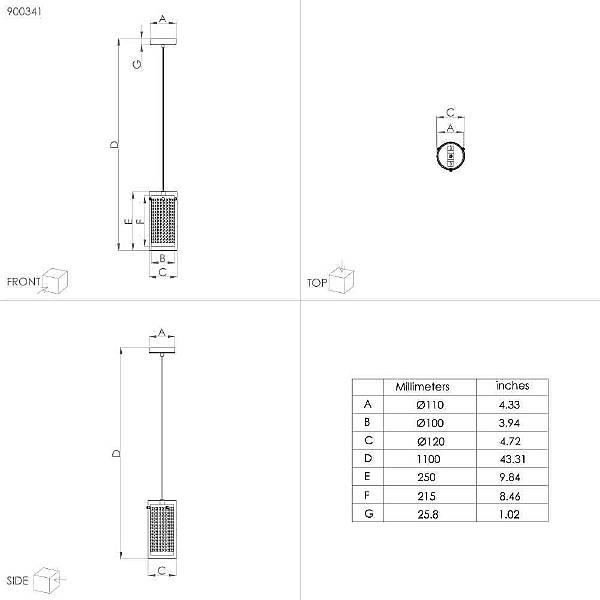 Светильник подвесной Pinto Textil 1 900341