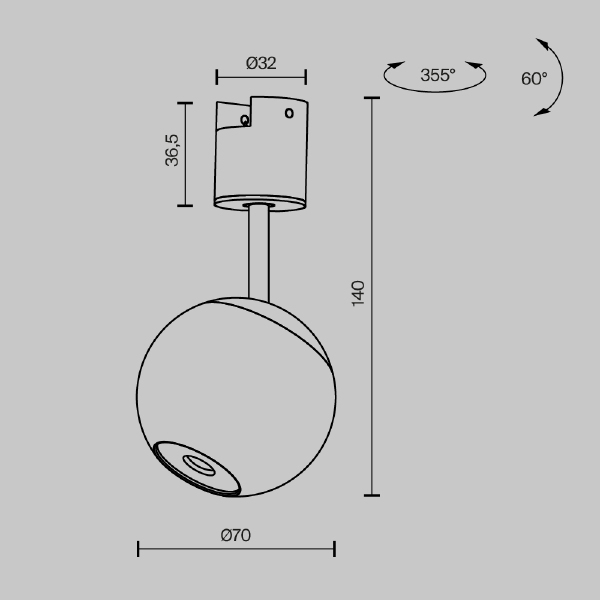 Трековый светильник Sfera TR164-1-8W3K-M-B