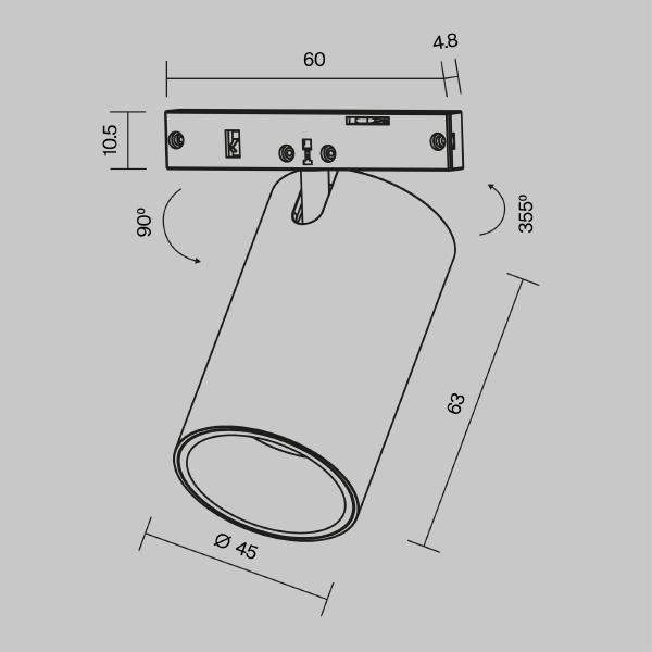 Трековый светильник Focus Led TR187-1-9W4K-M-BBS