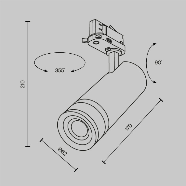 Трековый светильник Focus Zoom TR198-3-20W4K-Z-B