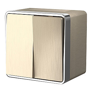 Выключатель Накладные механизмы Gallant шампань рифленый W5020210/ Выключатель двухклавишный влагозащищенный Gallant (шампань рифленый)