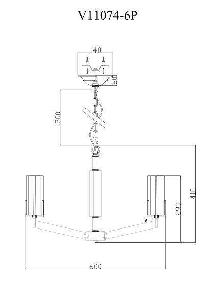 Подвесная люстра Brass V11074-6P