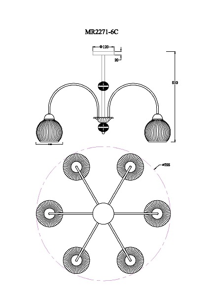 Потолочная люстра Flora MR2271-6C