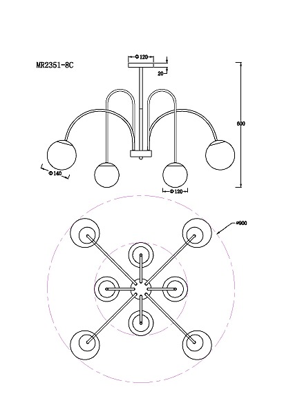 Потолочная люстра Cassia MR2351-8C