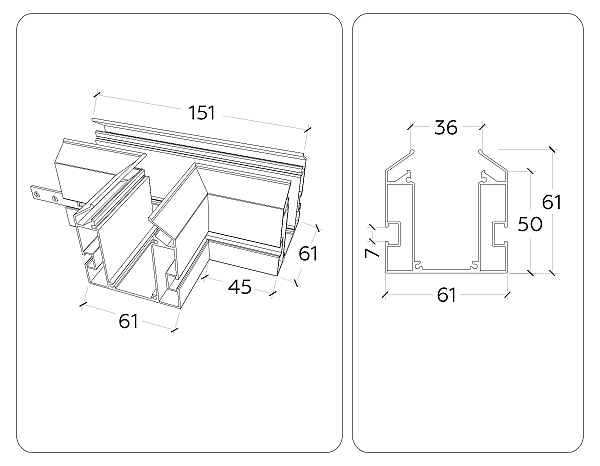 Профиль для шинопровода Magnetic 220V GL1044