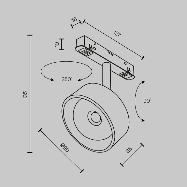 Трековый светильник Lens TR217-4-15WTW-DD-B
