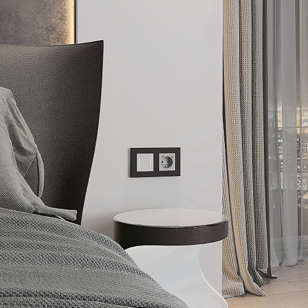 Рамка Slab черный софт W0022908/ Рамка на 2 поста Slab (черный софт)