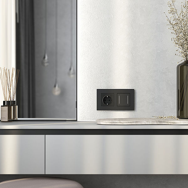 Рамка Slab черный софт W0022908/ Рамка на 2 поста Slab (черный софт)