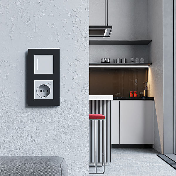 Рамка Slab черный софт W0022908/ Рамка на 2 поста Slab (черный софт)