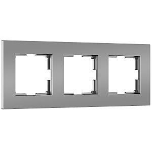Рамка Slab серебро софт W0032965/ Рамка на 3 поста Slab (серебро софт)