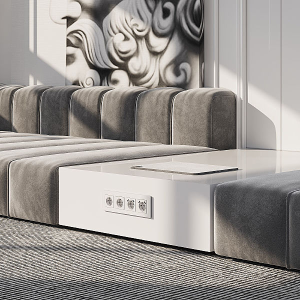 Рамка Slab белый софт W0042961/ Рамка на 4 поста Slab (белый софт)