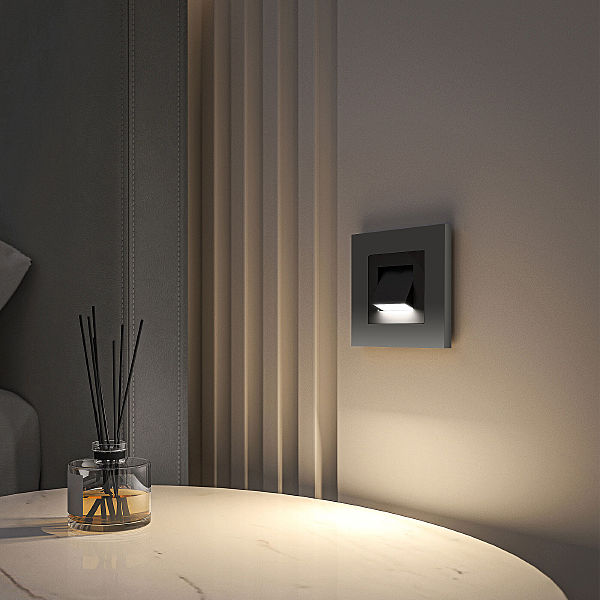 Встраиваемый светильник Встраиваемые механизмы черные матовый W1154708/ Поворотная встраиваемая LED подсветка Turn (черный матовый)