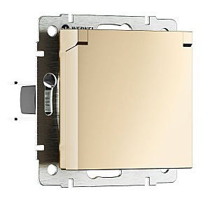 Розетка Встраиваемые механизмы шампань W1171211/ Розетка влагозащ. с зазем. с защит. крышкой и шторками N (шампань)