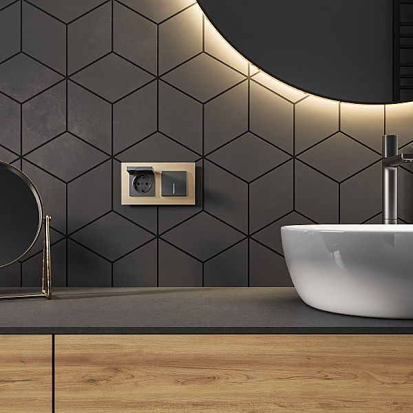 Розетка Встраиваемые механизмы графит матовый W1171264/ Розетка влагозащ. с зазем. с защит. крышкой и шторками N (графит матовый)