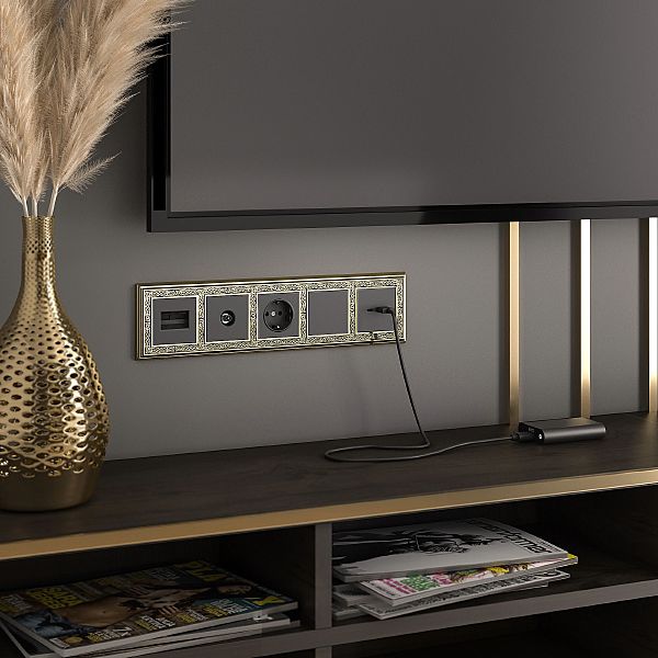 Розетка Встраиваемые механизмы черные матовый W1184008/ ТВ-розетка проходная (черный матовый)