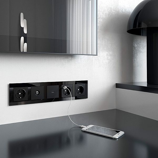 Розетка Встраиваемые механизмы черные матовый W1184008/ ТВ-розетка проходная (черный матовый)