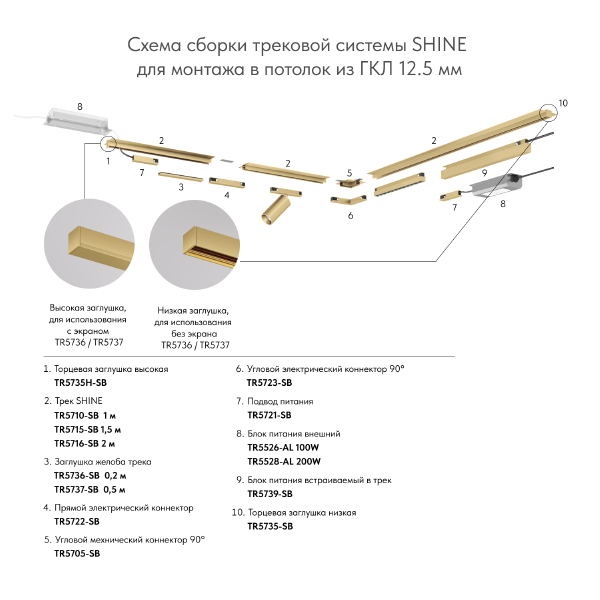 Накладка для шинопровода SHINE BASE TR5736-SB