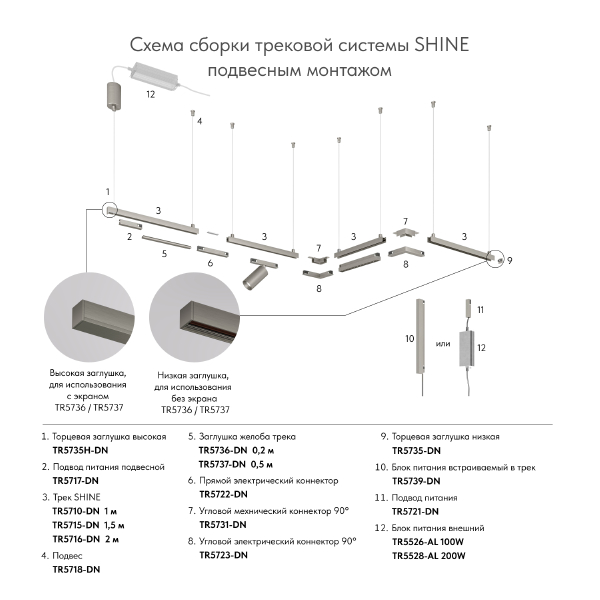 Накладка для шинопровода SHINE BASE TR5736-DN