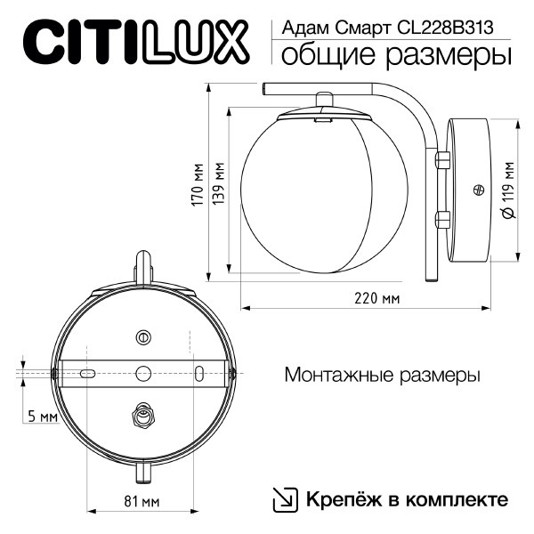 Настенное бра Адам Смарт CL228B313