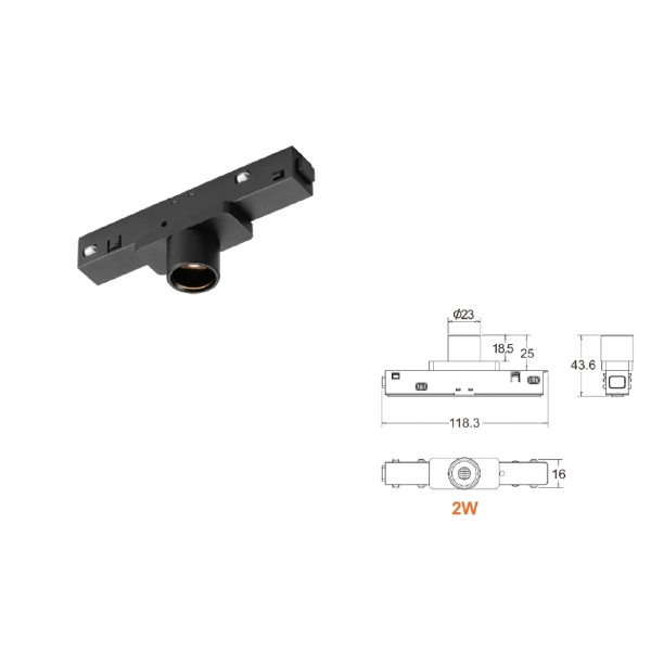 Трековый светильник VISION48/22 4822-017-D23-2W-24DG-3000K-WH
