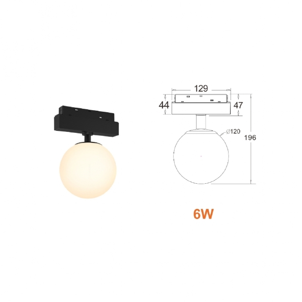 Трековый светильник VISION48/22 4822-016-D120-6W-340DG-4000K-BK