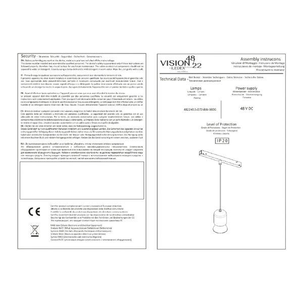 Трековый светильник VISION48/22 4822-015-D72-8W-38DG-3000K-BK