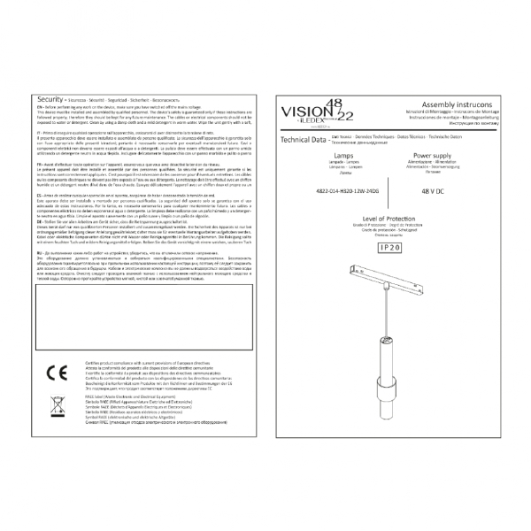 Трековый светильник VISION48/22 4822-014-H320-12W-24DG-4000K-WH