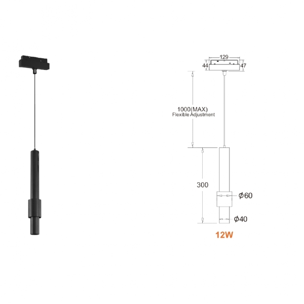 Трековый светильник VISION48/22 4822-014-H320-12W-24DG-4000K-WH
