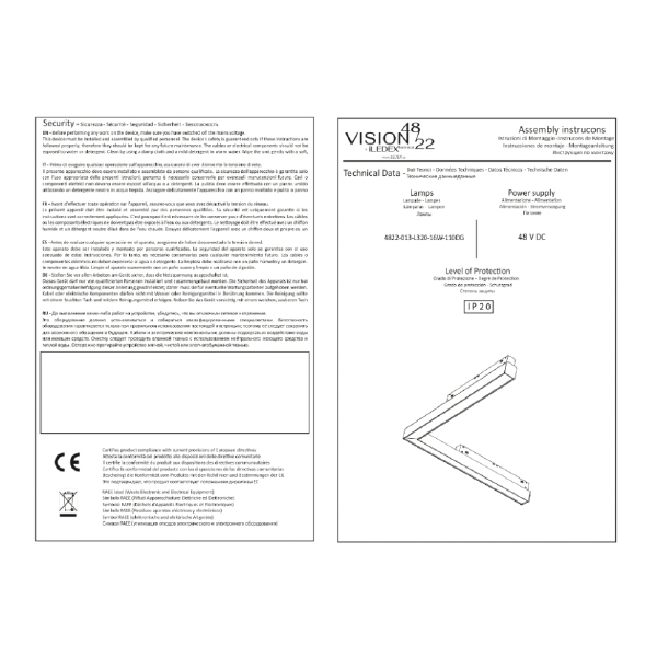 Трековый светильник VISION48/22 4822-013-L320-16W-110DG-3000K-BK