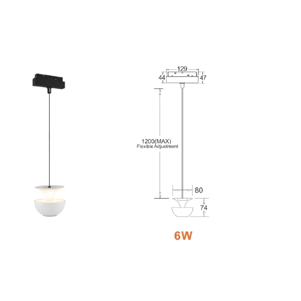 Трековый светильник VISION48/22 SMART 4822-012-D80-6W-38DG-WH