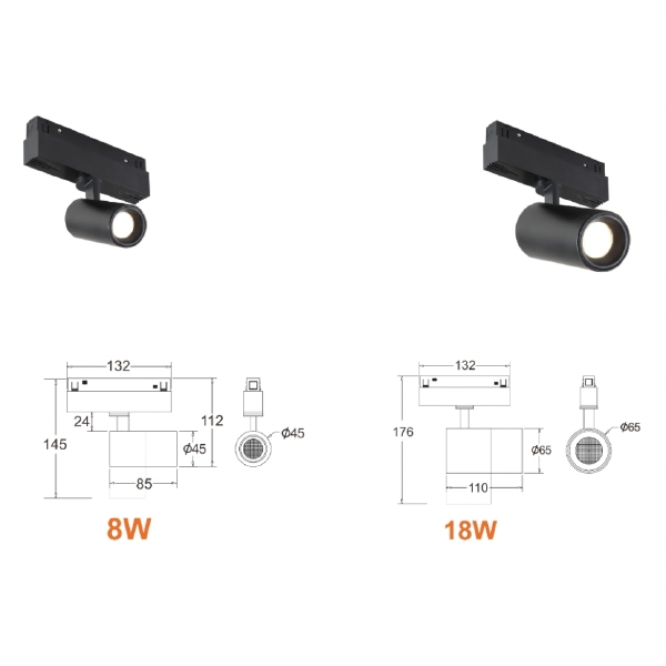 Трековый светильник VISION48/22 SMART 4822-011-D45-8W-38DG-BK