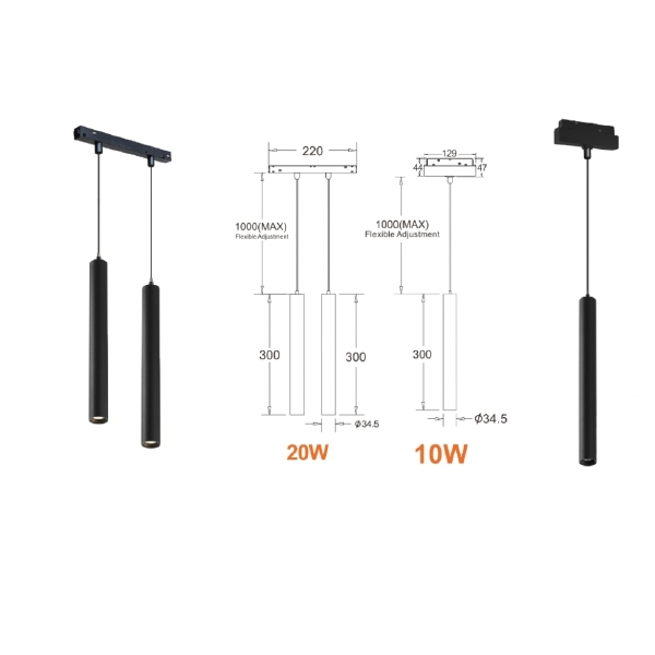 Трековый светильник VISION48/22 4822-008-H300-20W-24DG-4000K-BK