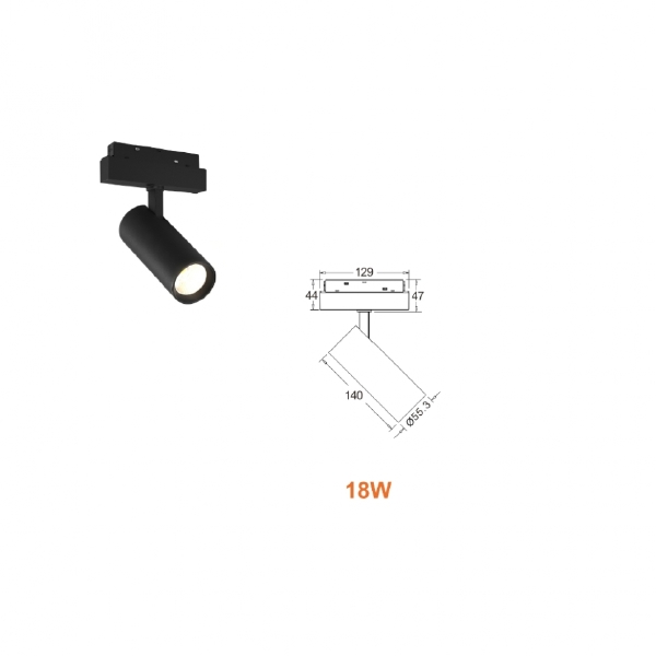 Трековый светильник VISION48/22 4822-006-D55-18W-38DG-3000K-BK