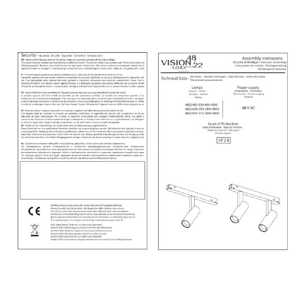 Трековый светильник VISION48/22 4822-005-D34-8W-40DG-4000K-WH