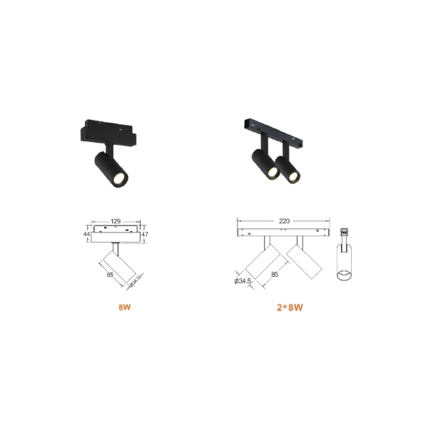 Трековый светильник VISION48/22 4822-005-D34-8W-40DG-4000K-WH