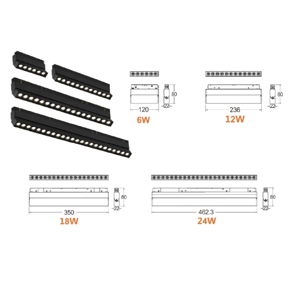 Трековый светильник VISION48/22 4822-003-L120-6W-38DG-4000K-BK