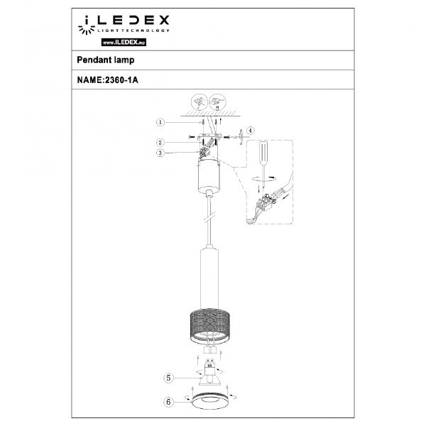 Светильник подвесной Delta 2362-1 BK+WH